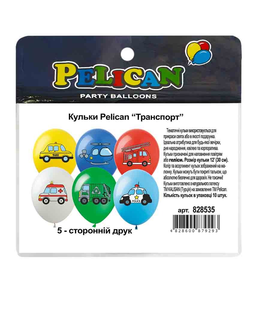 Balloons "Pelican" /828535/ 12"(30cm) "Transport" 5-p. 10 pieces