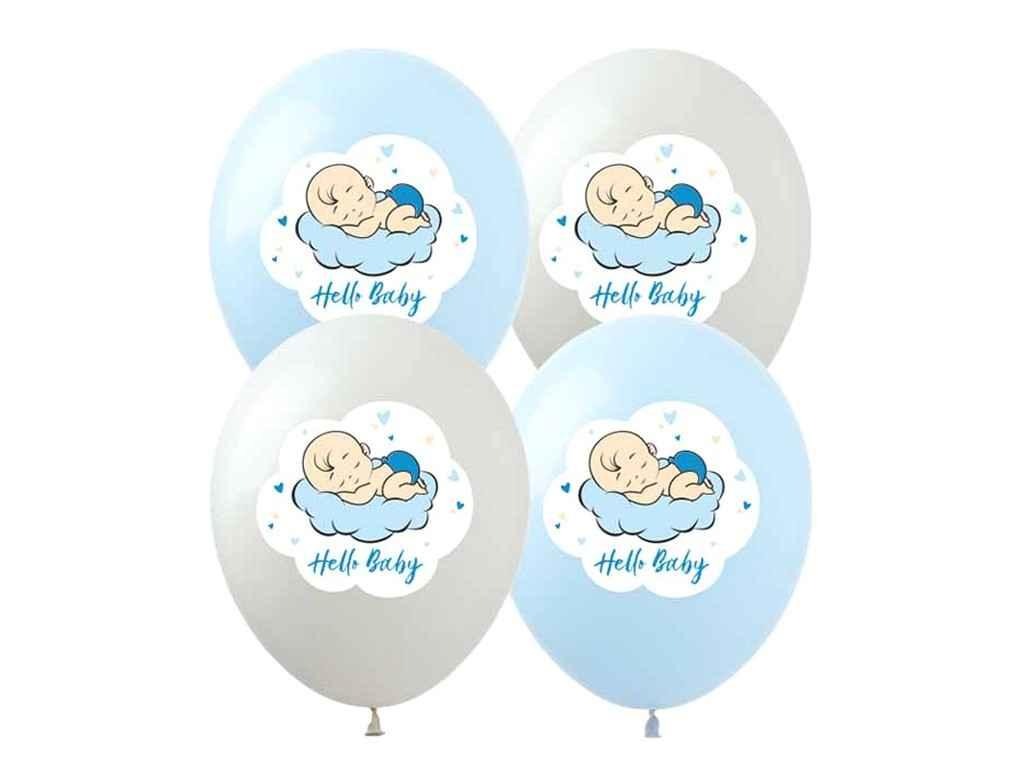 Balloons "Pelican" /828475/ 12' (30 cm) "Hello, Bady (Boy)" 5-page, 10 pcs/pack