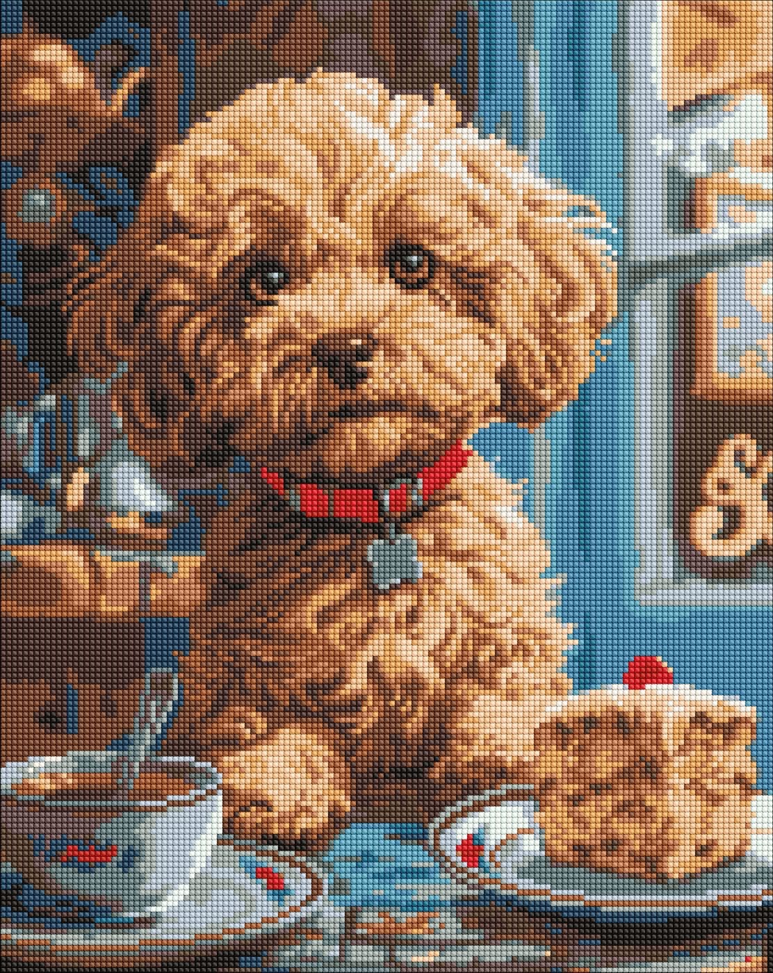 Diamond mosaic "Ideyka" /AMO8040/ "Maltipu in a coffee shop" 40*50cm