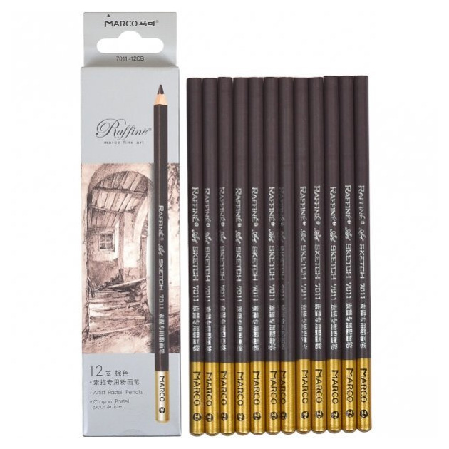 Pastel pencils 7011-12CB, sepia /Raffine/ Marco, 12 pcs/pack (1/12/240)