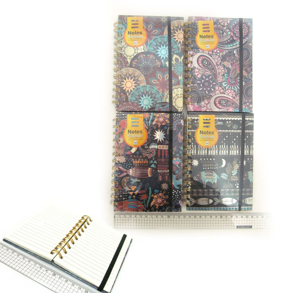 Notebook A6/80 "JO"6233-A6 "Abstraction" spiral, on rubber, quantity box, mix 4. (1/24)