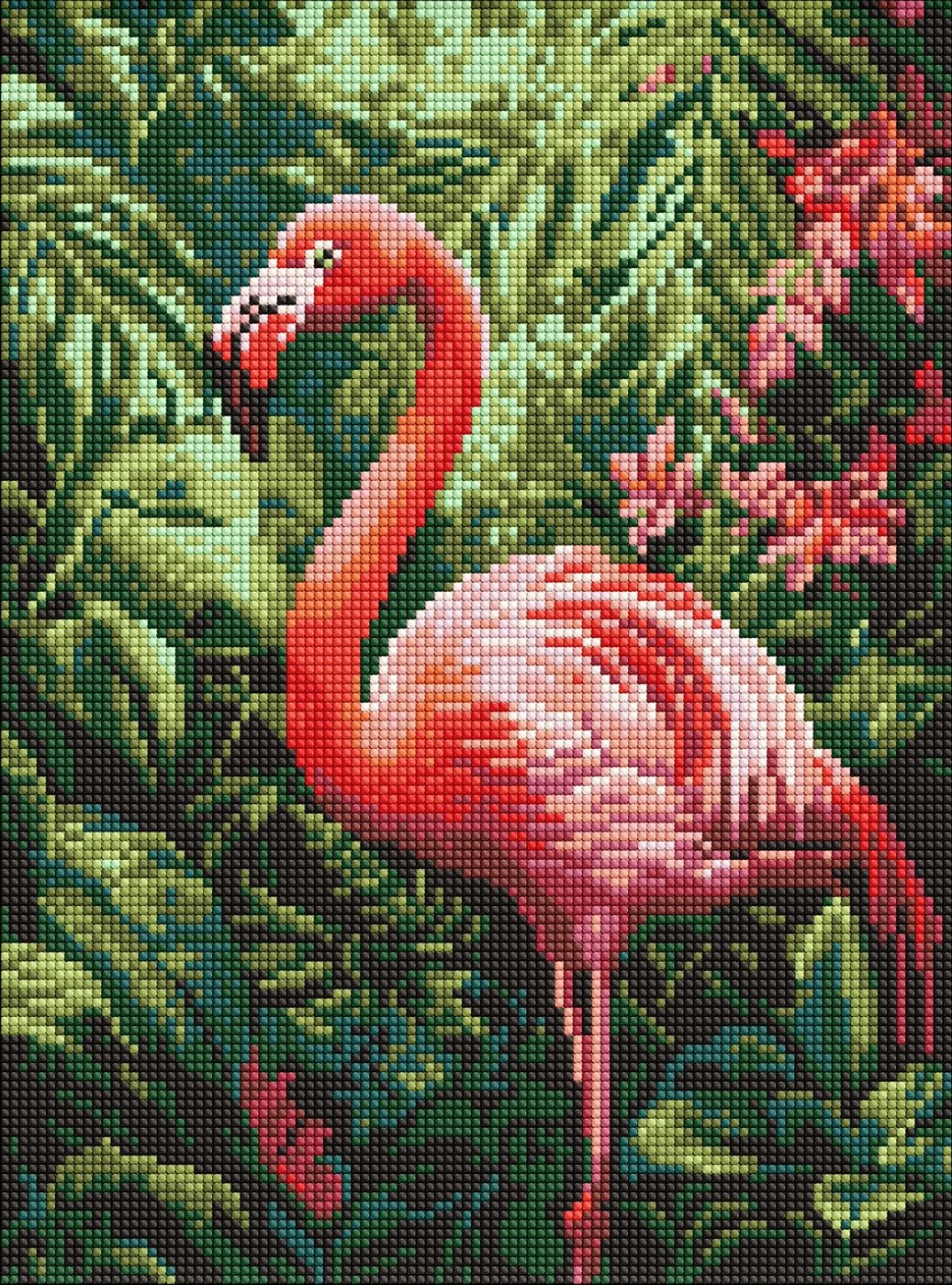 Diamond mosaic "Ideyka" /AMO8331/ "Flamingo in the tropics" 30*40cm