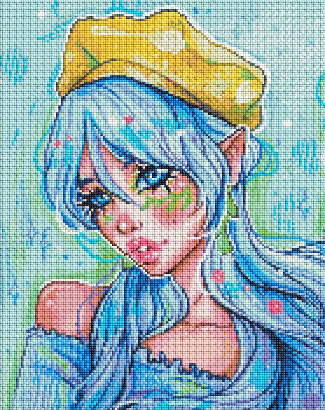 Diamond mosaic "Ideyka" /AMO7606/ "Blue-eyed fashionista" 40*50cm