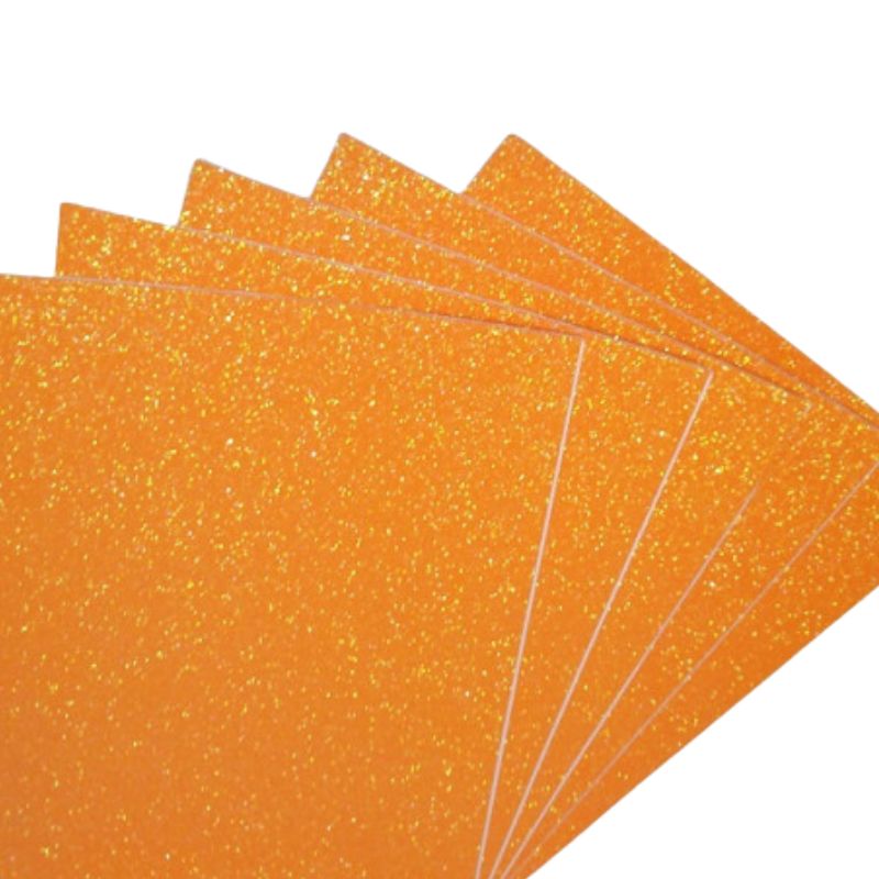 Flexica (foamiran) "Art studio of Happines" /1C-IR-EVA-002-ADH/ glitter on an adhesive base 1.6 mm orange (5 sheets in a pack)