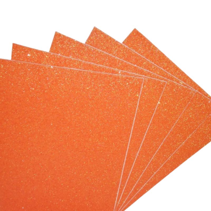 Flexica (foamiran) "Art studio of Happines" /1C-IR-EVA-003-ADH/ glitter on an adhesive base 1.6 mm orange-red (5 sheets in a pack)