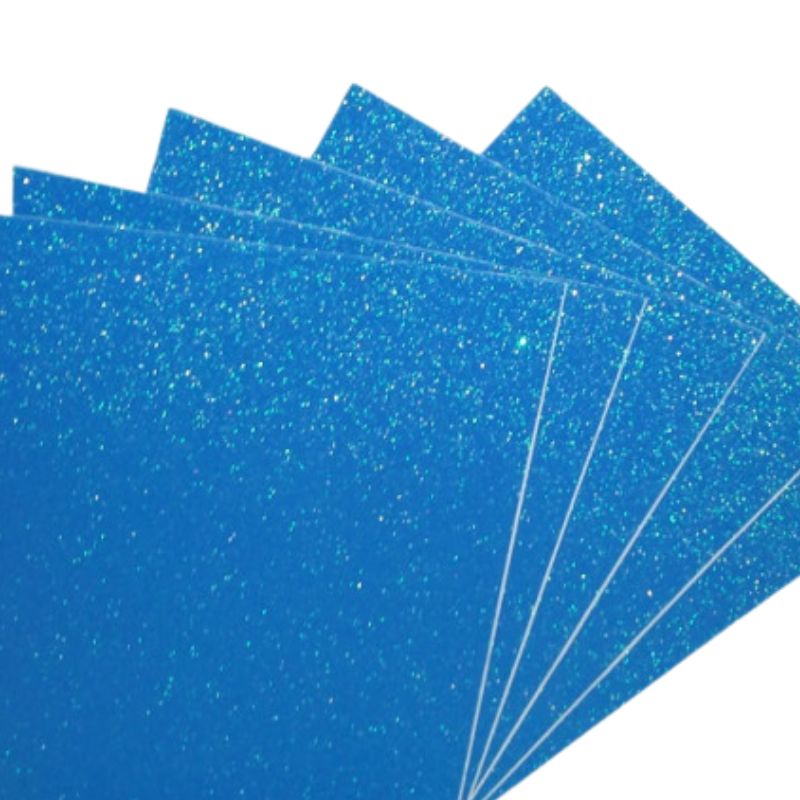 Flexica (foamiran) "Art studio of Happines" /1C-IR-EVA-005-ADH/ glitter on an adhesive base 1.6 mm blue (5 sheets in a pack)