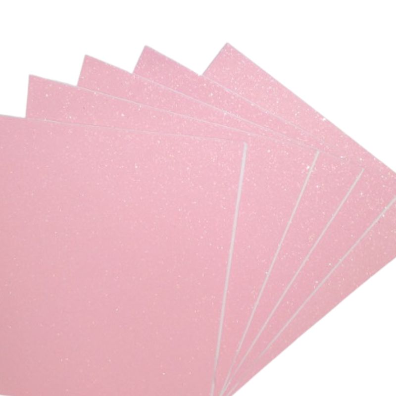 Flexica (foamiran) "Art studio of Happines" /1C-IR-EVA-018-ADH/ glitter on an adhesive basis. 1.6 mm pink (5 sheets in a pack)