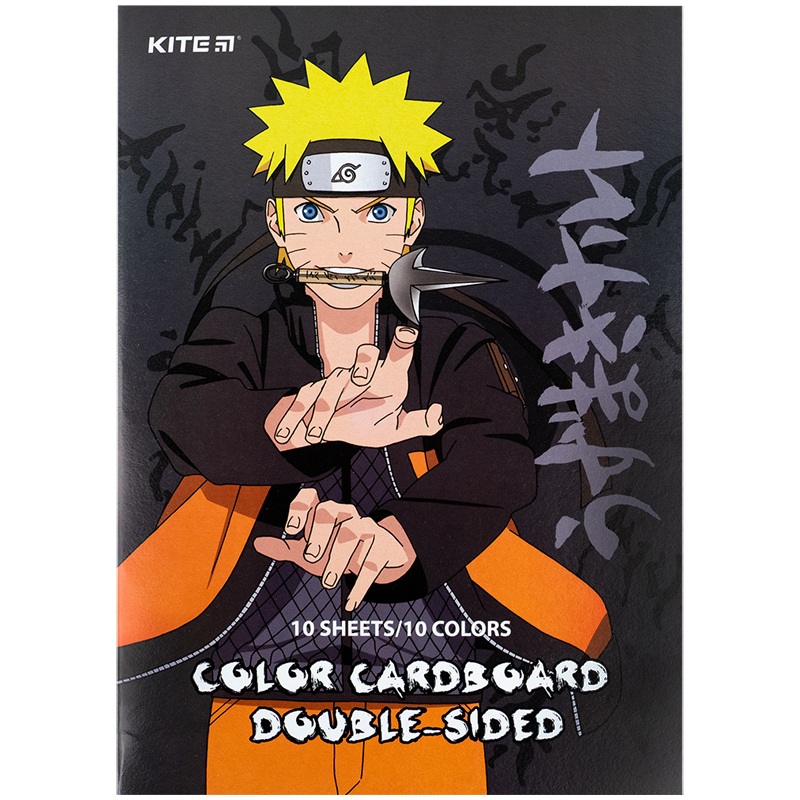 Color cardboard A4/10 sheets. "Kite" /NR24-255/ two-sided 10 circles, Naruto Shippuden (1/50)