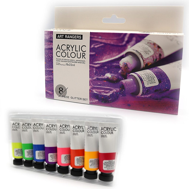 Set of acrylic paints "Art rangers" /32KRFEA0822-N/PA32.08022.C/ 8 colors*22ml, plastic tuba, NEON (1/6/24)