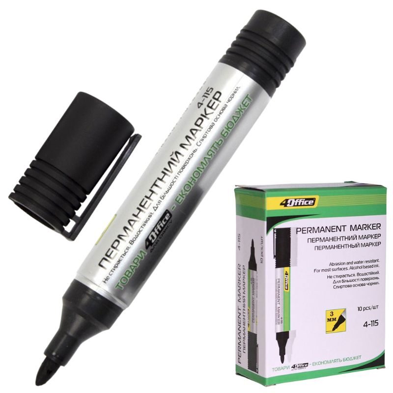 Marker "4OFFICE" /4-115/ permanent, 1-3 mm BLACK (10/240/720)
