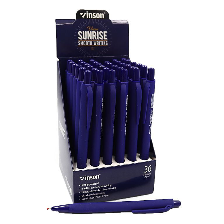 Oil automatic pen "Vinson" /P12/ "Sunrise" 0.7mm, blue, soft-touch, trik., blue body, grip (36/1440)