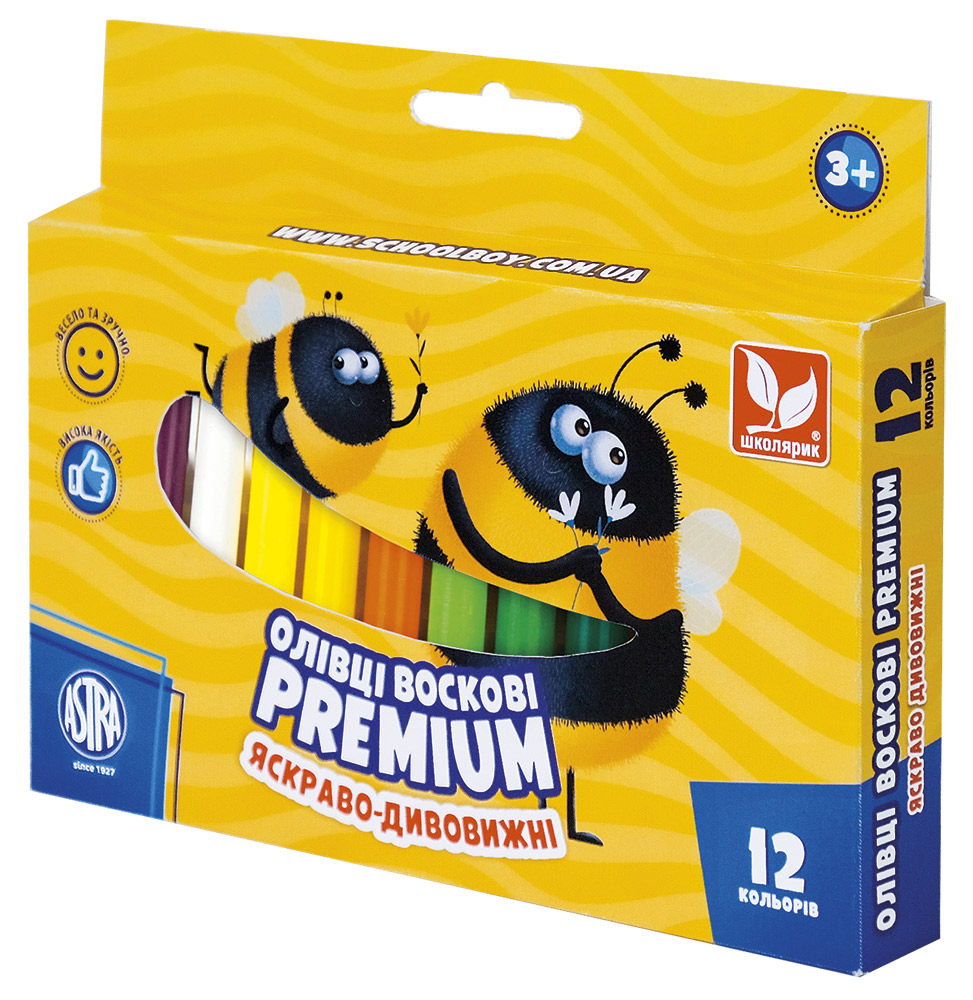 Wax pencils "Schoolboy" /316111001-UA/ Premium 12 col. (1/24)