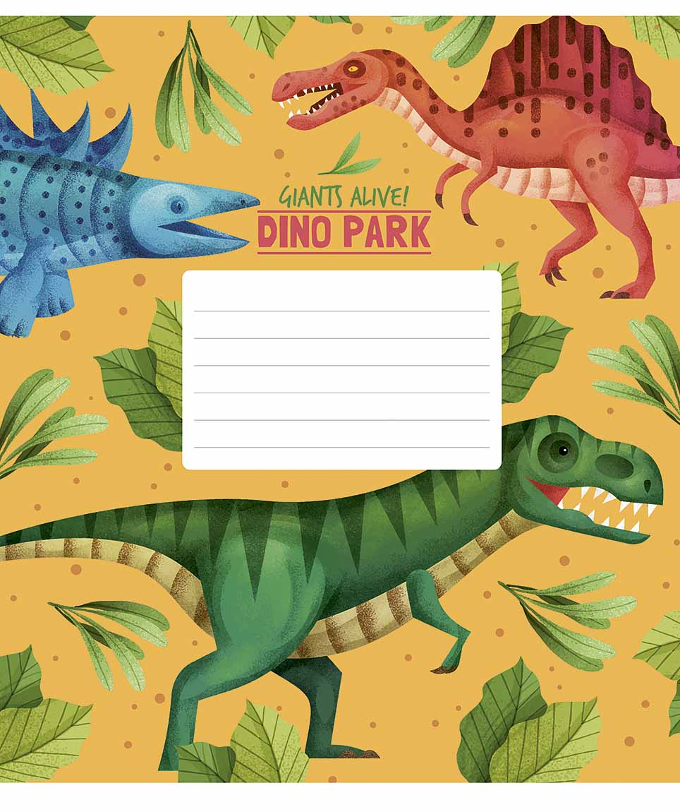 Student's notebook "Schoolboy" 12 sheets # /3227K/ "Dino park" select UV varnish (boy) (30/300)