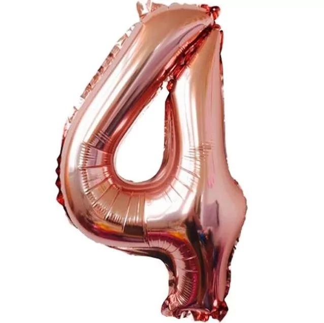 Number ball "WB" /9537rg-4/ "4" rose gold, 75cm (1/10)