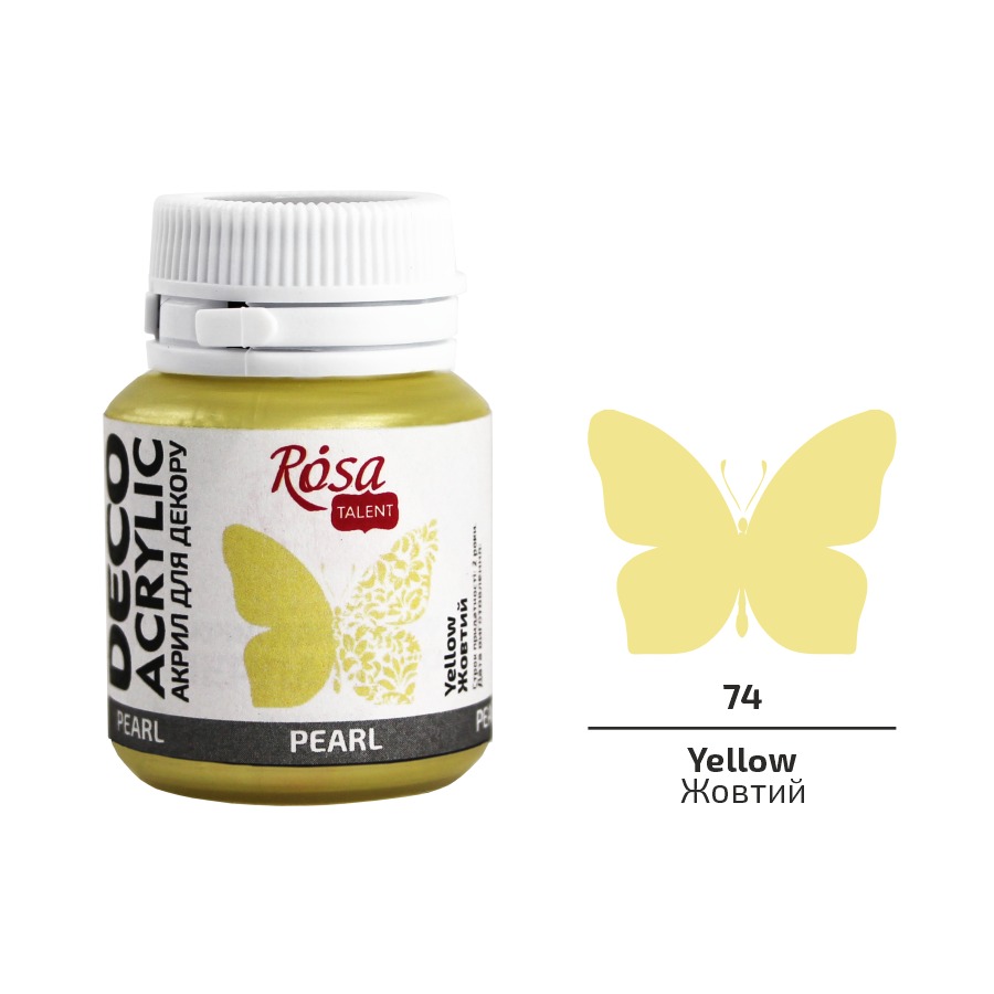 ACRYLIC for decoration "ROSA TALENT" /74/ Yellow, mother of pearl, 20 ml (1/140)