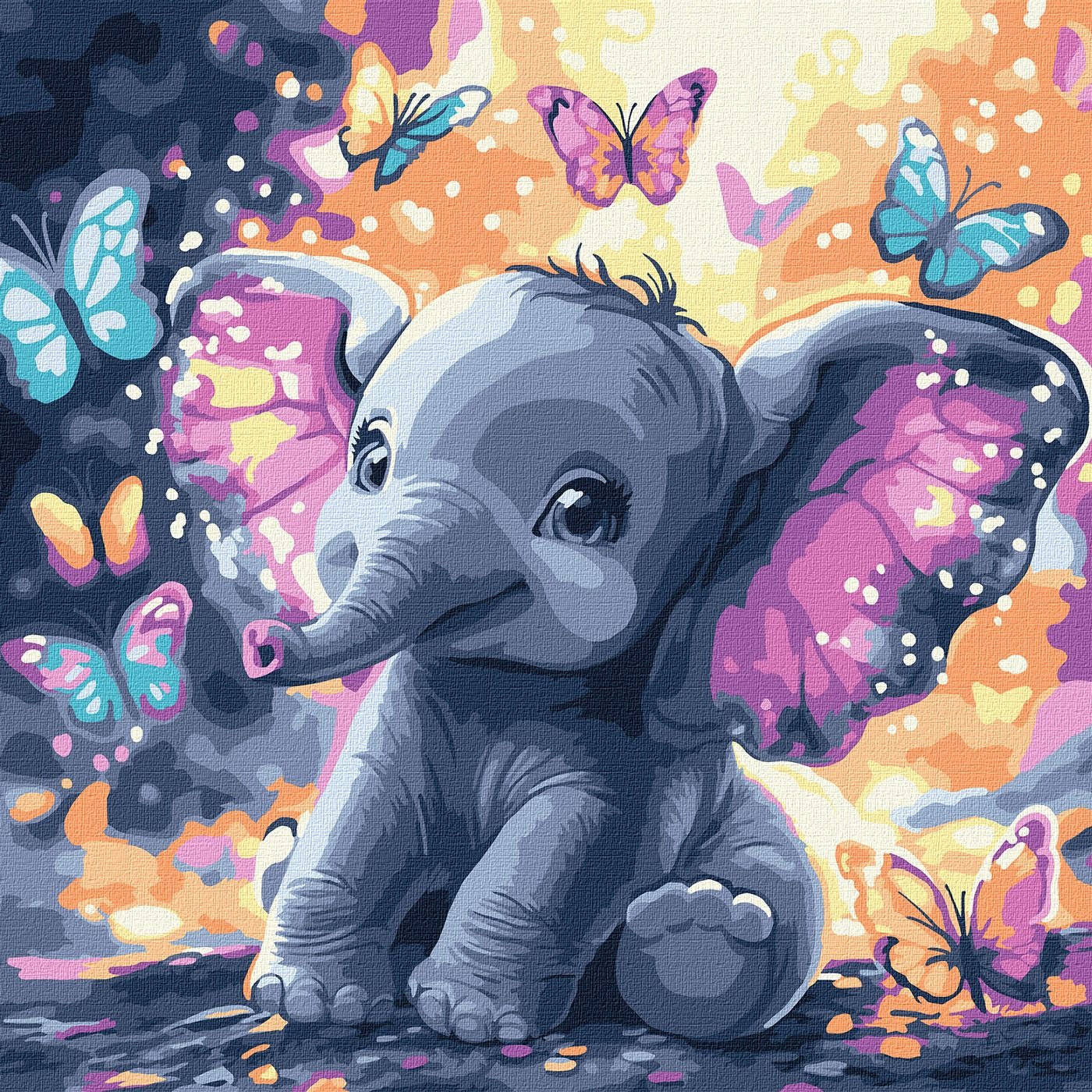 Paint by number "Ideyka" /KHO6894/ "Carefree elephant with metallic colors" 30*30cm
