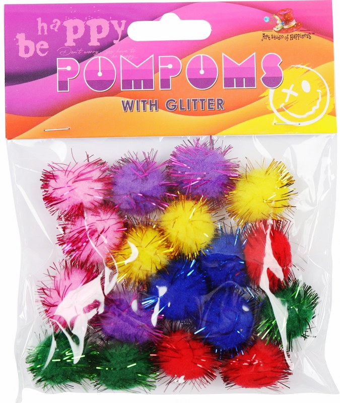 Pompons "ASH" /MQ4005/ with lurex 20mm 6 pcs. 18 pieces (1/96)