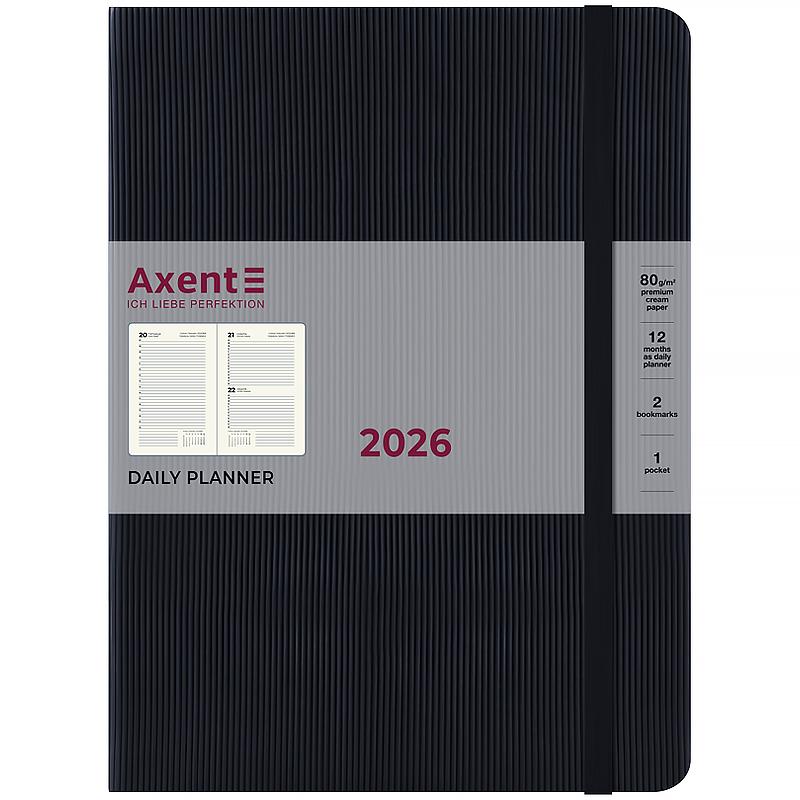 Щоденник "Axent" 2026 /8831-26-01-A/ Grand Lines, 195*255, чорний (1/12)