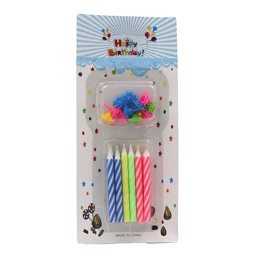 Set of candles for the cake "JO" /DSCN9293/ "Happy Birthday" 12 pcs., blister (1/24)