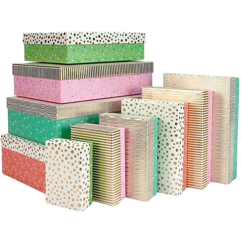 Gift box /271076/ Pastel colors, rectangular 10 pcs/pack, 37x27x11-14.5x10x5cm