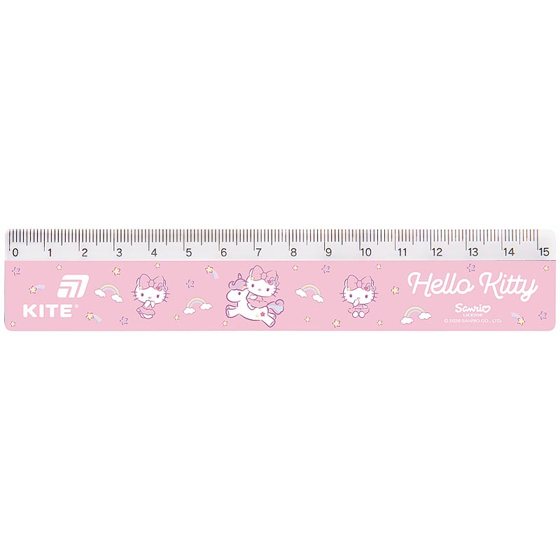Лінійка 15см пл. "Kite" /HK26-090-2/ Hello Kitty (1/100)