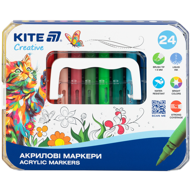 A set of 24-color markers. "Kite" /K-1162/ with Creative acrylic liquid ink (1/36)