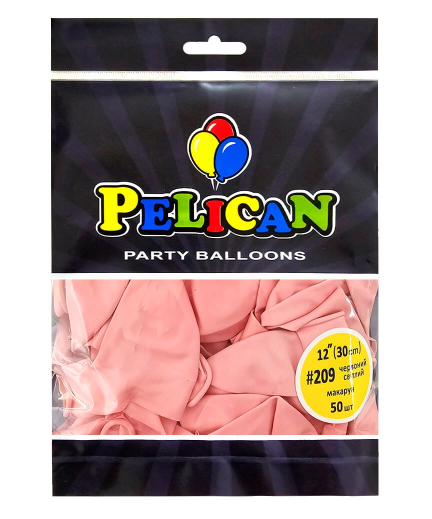 Кульки повітряні "Pelican" /812209/ латексні 12"(30cm) макарун  червоний світлий,  50шт