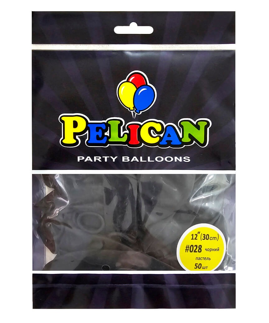Кульки повітряні "Pelican" /812028/ латексні 12"(30cm) пастель  чорний,  50шт