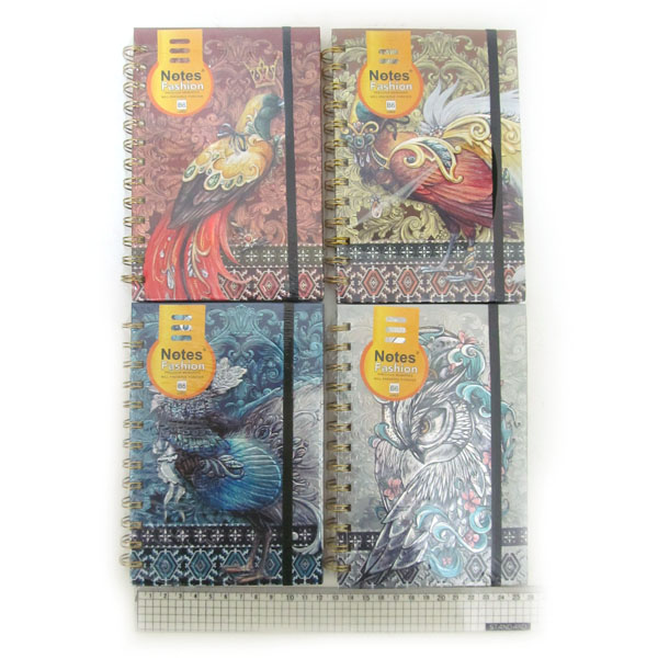 Notebook B6/80 "JO"6234-B6-W "Birds" spiral, on rubber, ==., mix 4. (1/24)