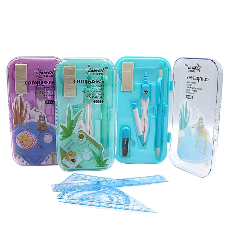 Kitchen set "JO" /JF-9088/ 8 items (mechanical pencil+circle+eraser+marker+ruler) mix (1/12)