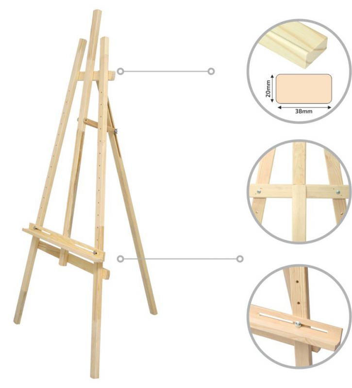 Exhibition easel. No. 40, "Lira" pine 71*80*142, floor height 115 cm, used/runner. ROSA Studio /566/