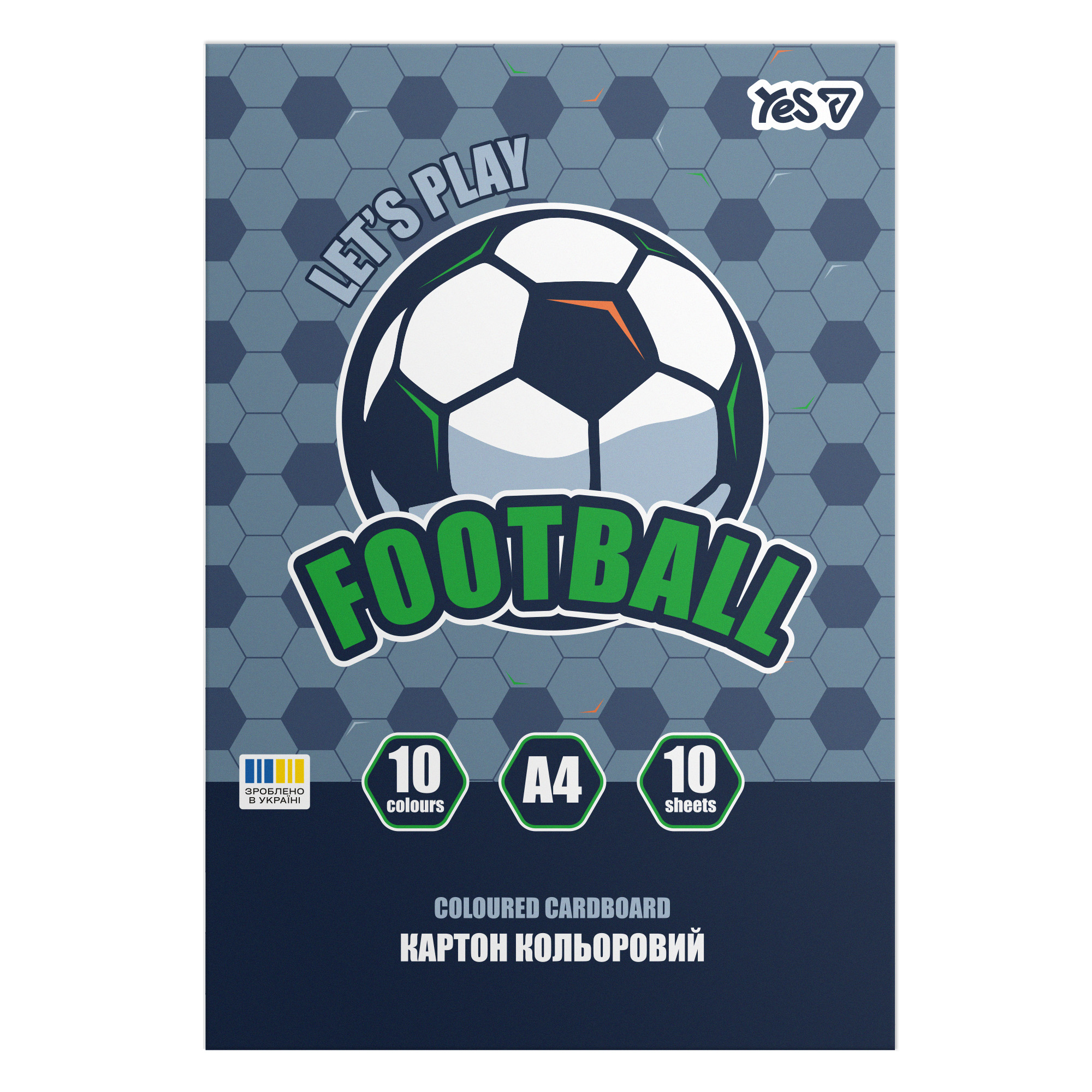 Colored cardboard A4/10 sheets "YES" /955491/ Football one-sided folder (1/100)