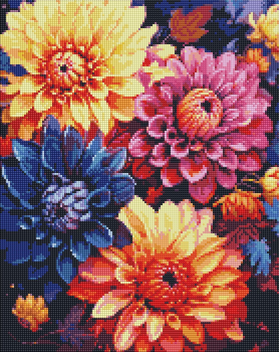 Diamond mosaic "Ideyka" /AMO7842/ "Colorful dahlias" 40*50cm