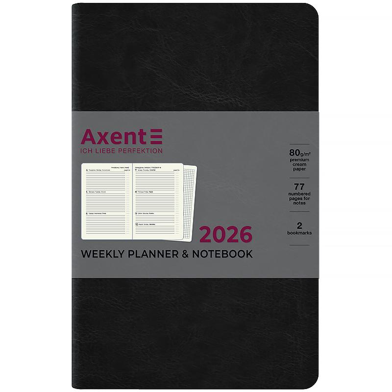 Щотижневик "Axent" 2026 /8521-26-01-A/ Partner City Soft, 125*195, чорний (1/12)