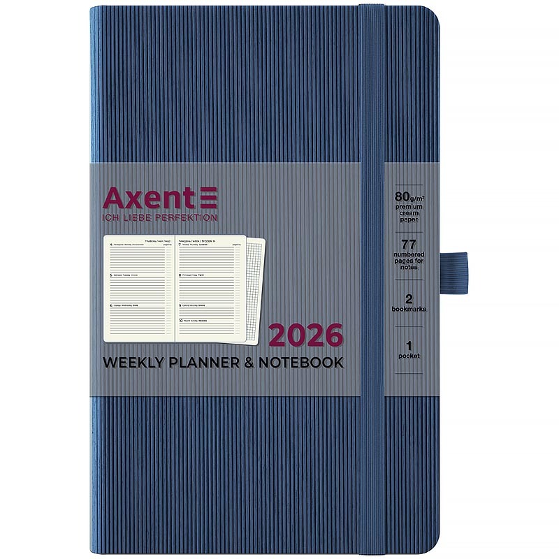 Щотижневик "Axent" 2026 /8515-26-48-A/ Partner Lines, 125*195, блакитний (1/12)