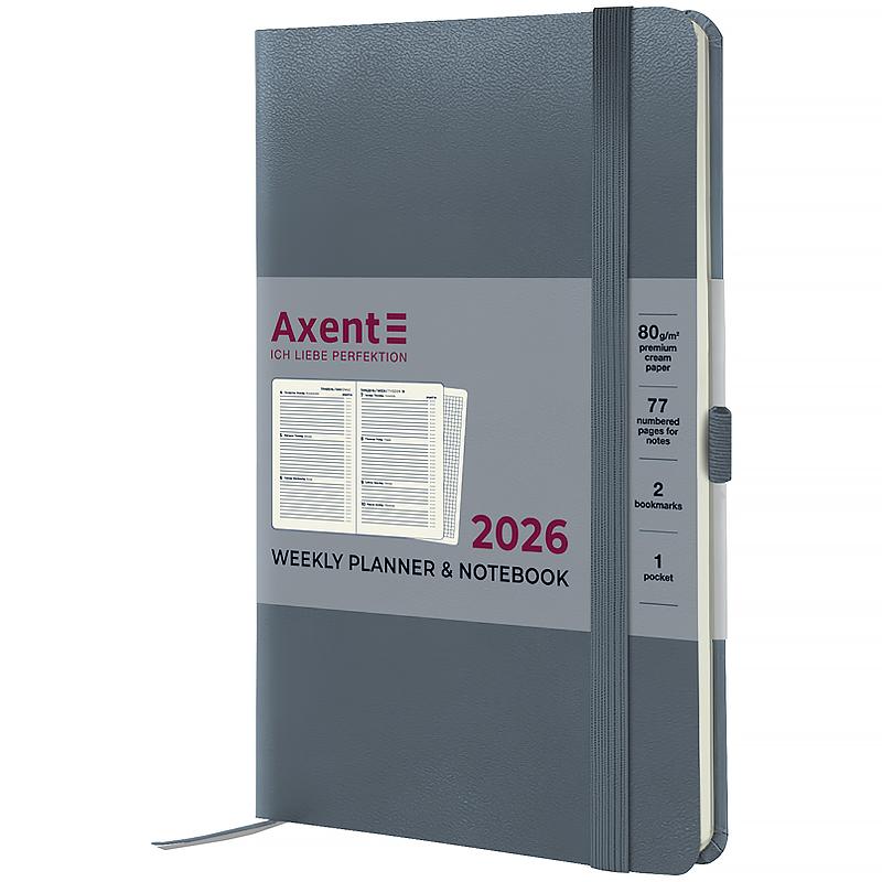 Щотижневик "Axent" 2026 /8505-26-62-A/ Partner Strong, 125*195, сірий (1/12)