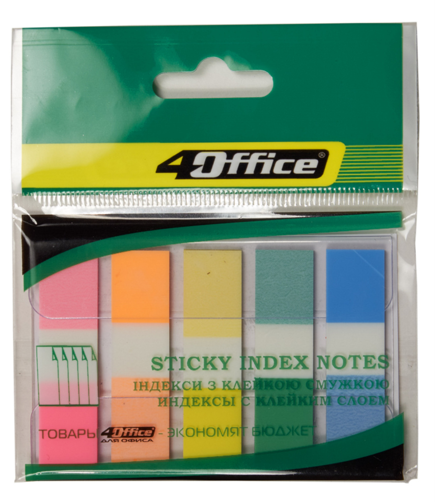 Index registers "4OFFICE" /4-427/ PLAST. 45*12 mm, rectangular (5 rolls*20 sheets) (1/50)