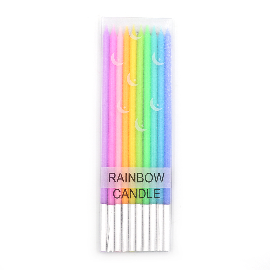 Set of candles for a cake "JO" /DSCN9319/ "Rainbow candle" 10 pcs., blister (1/50)