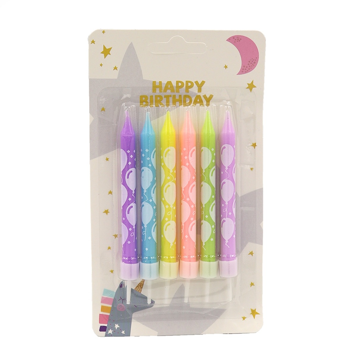 Set of candles for cake "JO" /DSCN9322/ "Happy birthday" 6 pcs., blister (1/24)