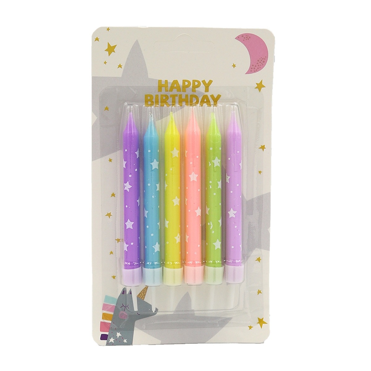 Set of candles for cake "JO" /DSCN9323/ "Happy birthday" 6 pcs., blister (1/24)