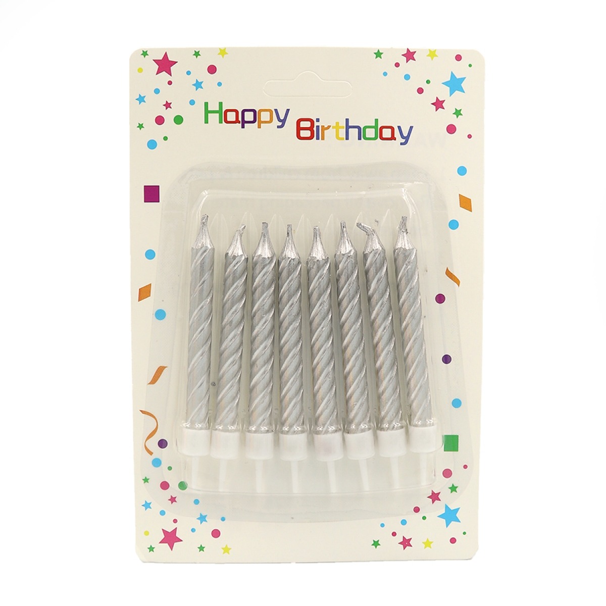 Set of candles for cake "JO" /DSCN9339/ "Happy birthday" 8 pcs., blister (1/36)