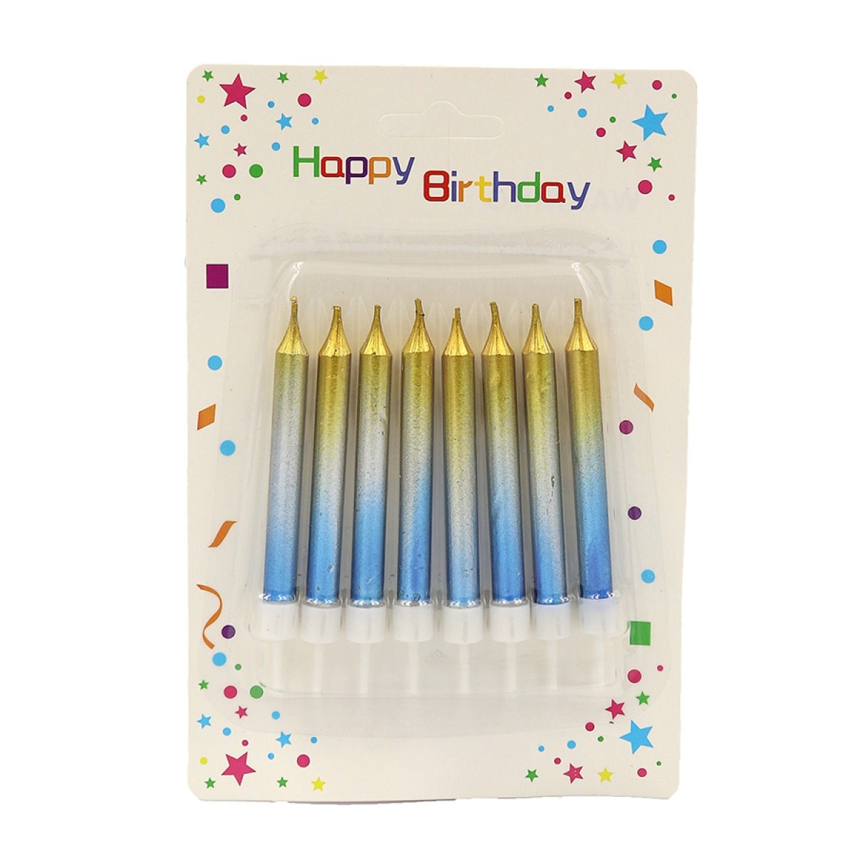 Set of candles for cake "JO" /DSCN9345/ "Happy birthday" 8 pcs., blister (1/36)