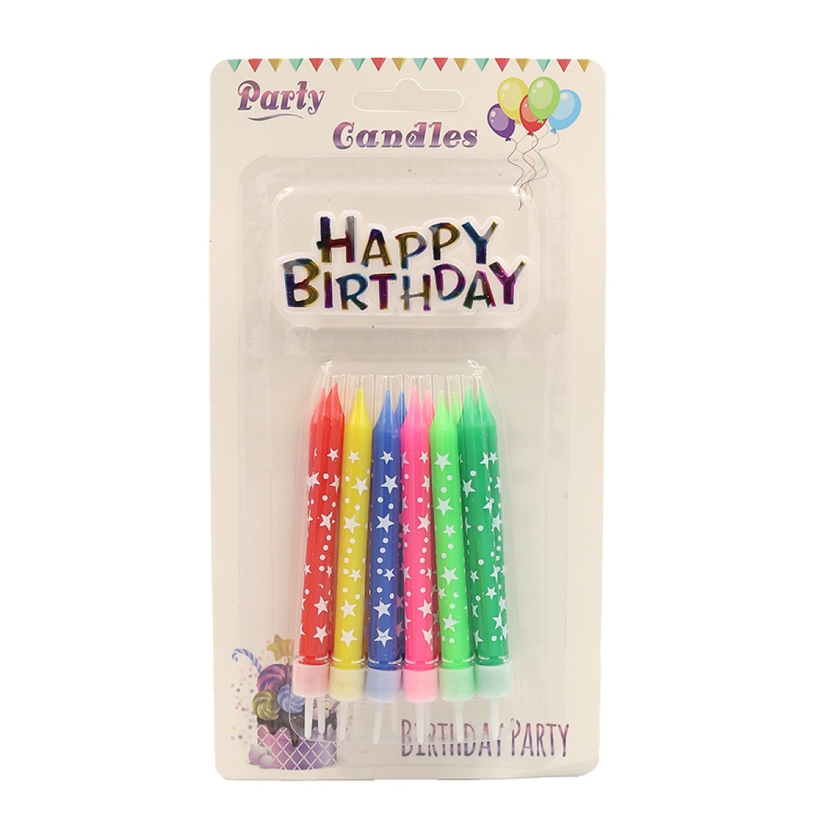 Set of candles for cake "JO" /DSCN9348/ "Happy birthday" 6 pcs., blister (1/24)