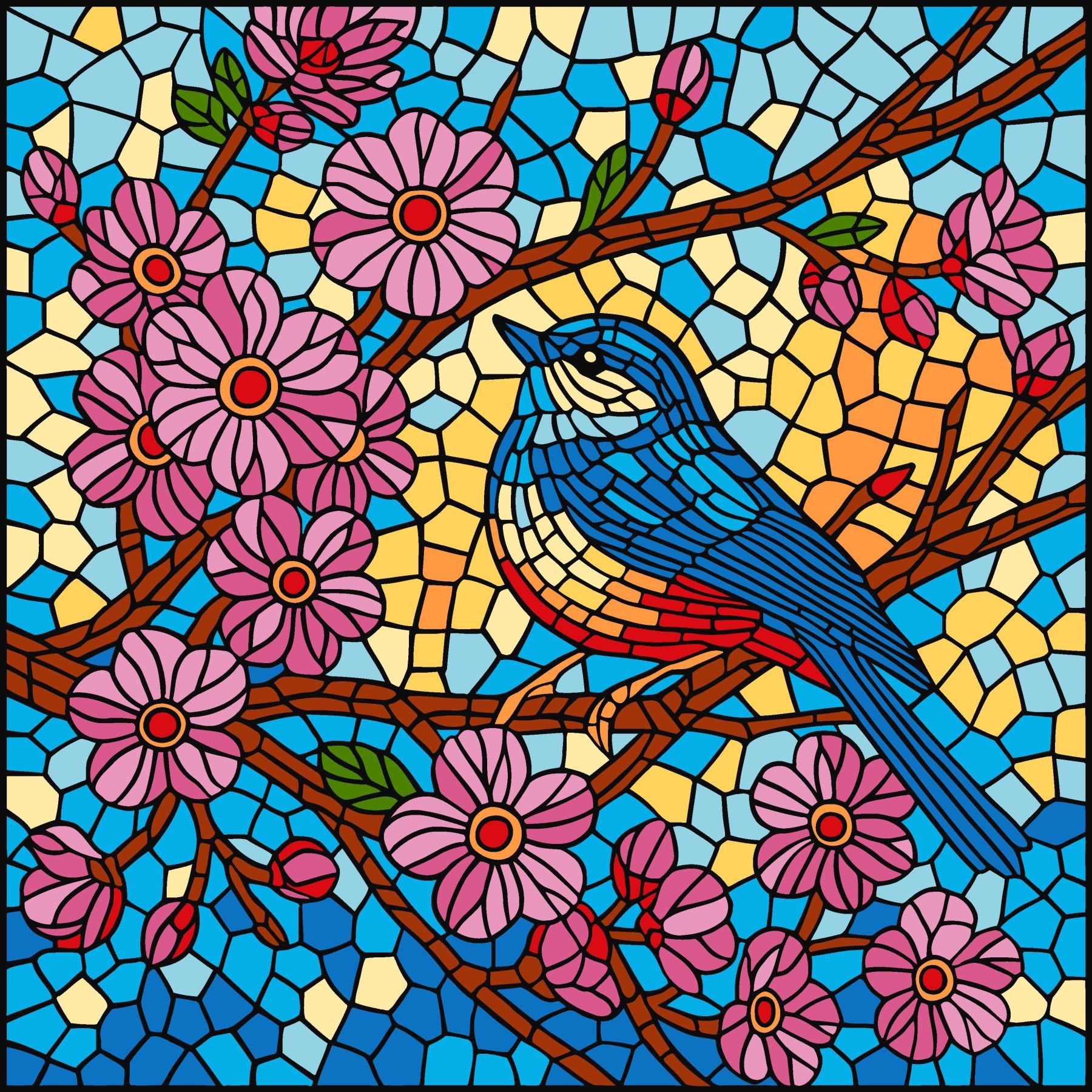 Painting by numbers "Ideyka" /KHO5164/ "Stained glass. Tit" 30x30cm