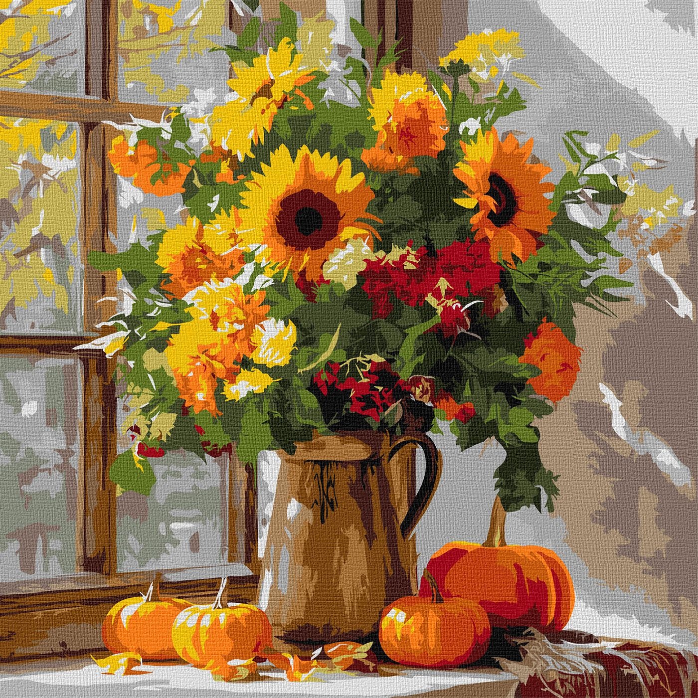 Paint by number "Ideyka" /KHO5740/ "Autumn bouquet of sunflowers" 40x40 cm