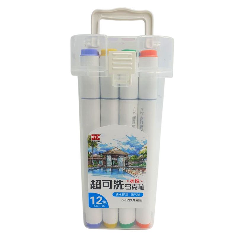 Sketch Marker double-sided "JO" /TK83016-12/ triangular. skosh/circle. 12 pcs/set layer. container with handle (1/2/72)