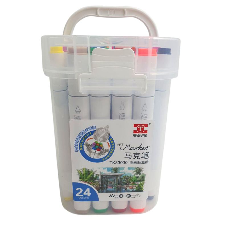 Sketch Marker double-sided "JO" /TK83030-24/ oval. skosh/circle. 24pcs/set plast. container with handle (1/30)