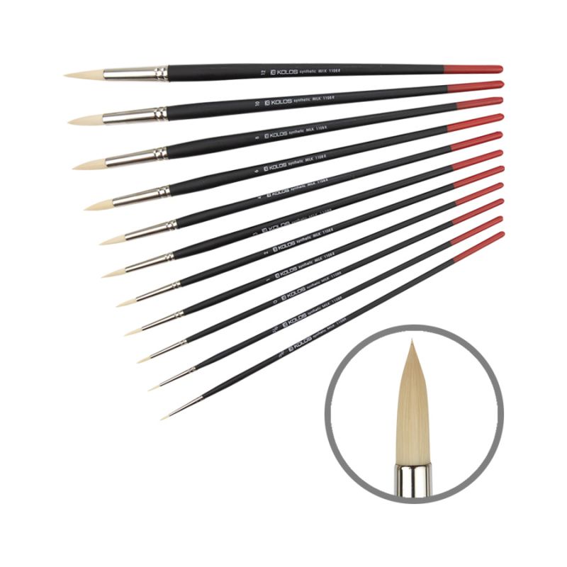 Round synthetic brush "KOLOS" Milk /1108R/ No. 000, d.r. (1/12)