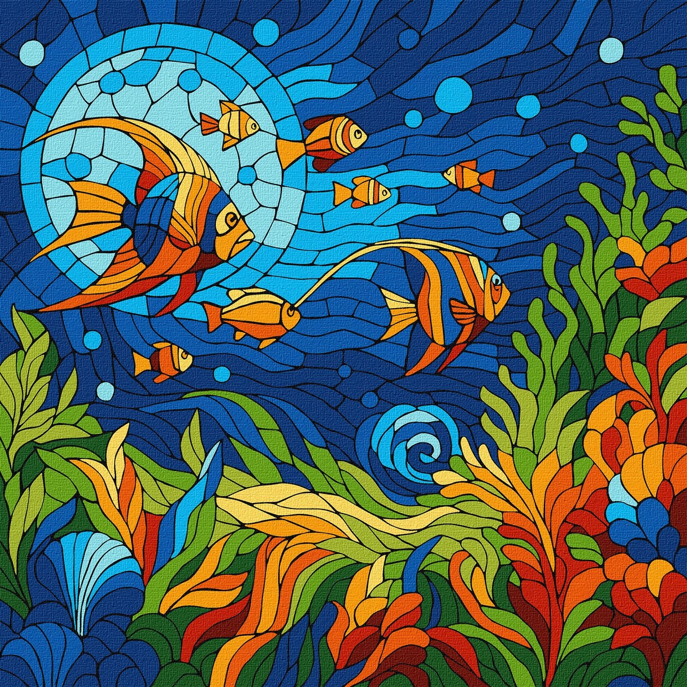 Painting by numbers "Ideyka" /KHO5171/ "Stained glass. Sea world" 30*30cm
