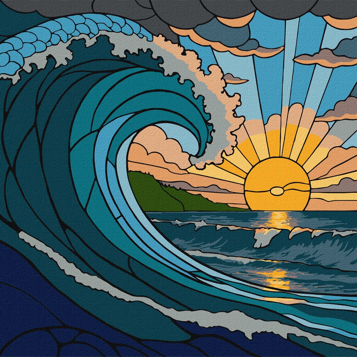 Painting by numbers "Ideyka" /KHO5172/ "Stained glass. Wave" 30*30cm